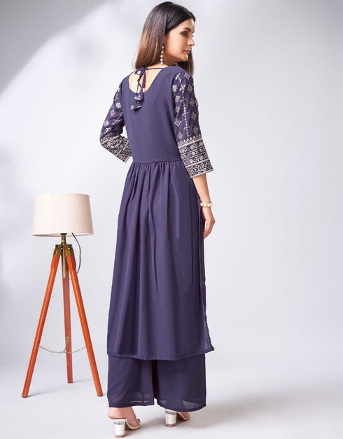 chic lavender georgette traditional function wear readymade suit collection with lavender georgette rt8787-184158 Back View